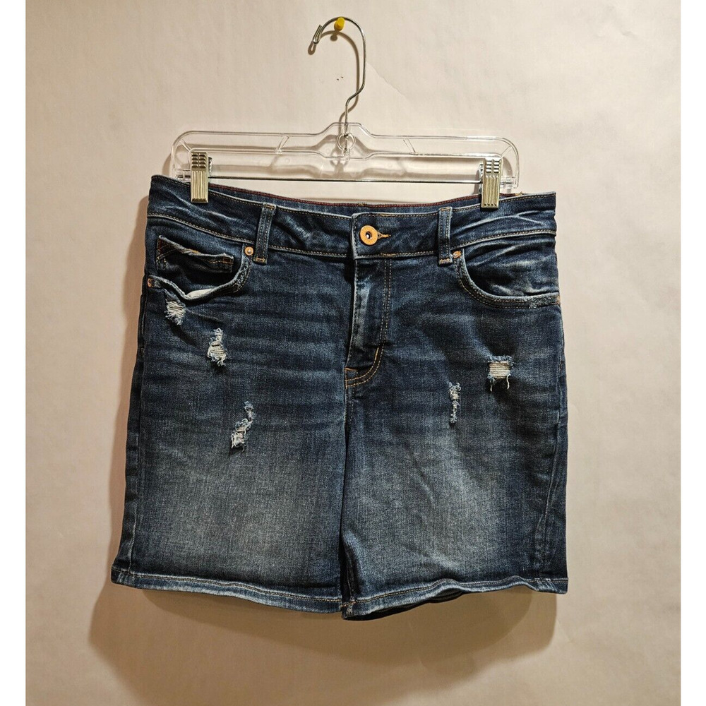 Edgely Blue Denim Jean Shorts High Rise Distressed Women's Size 10